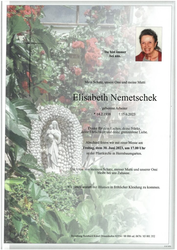 Elisabeth Nemetschek Bestattung Kallaus